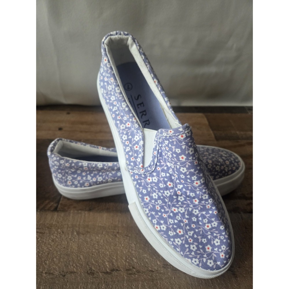 Serra Women's Lilac Canvas Sneakers Floral Memory Foam Slip On Shoes Sz 7 US